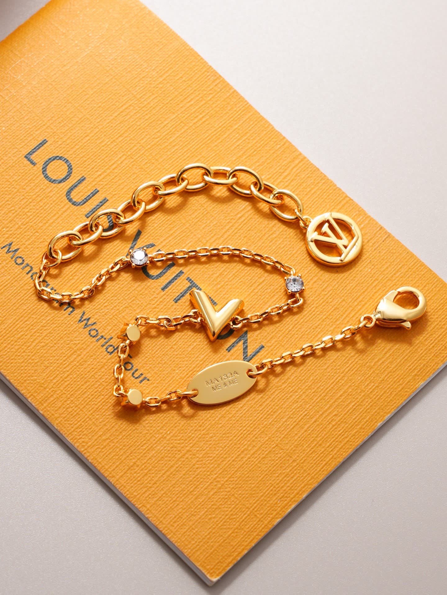 Louis Vuitton Gold Tone Crystal Bracelet